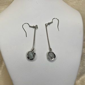 Moonstone long silver earrings